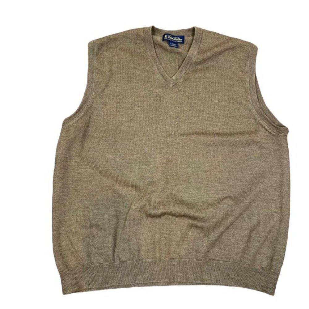 Brooks Brothers Extra Fine Merino Wool Men's Sweater Vest Rusty Brown Size Large